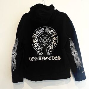 Chrome Hearts Los Angeles Black Zip Up Hoodie with White Graphic